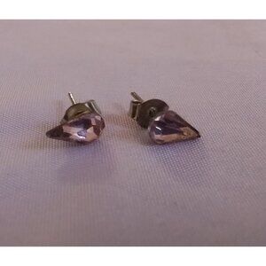 Vintage Teardrop Purple Amethyst Stud Earrings